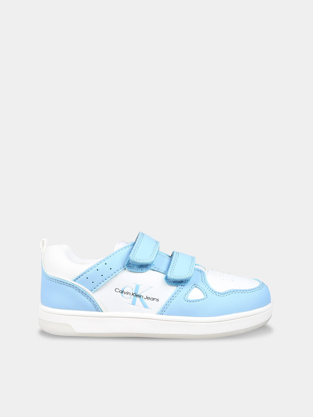 Light blue sneakers for kids with logo